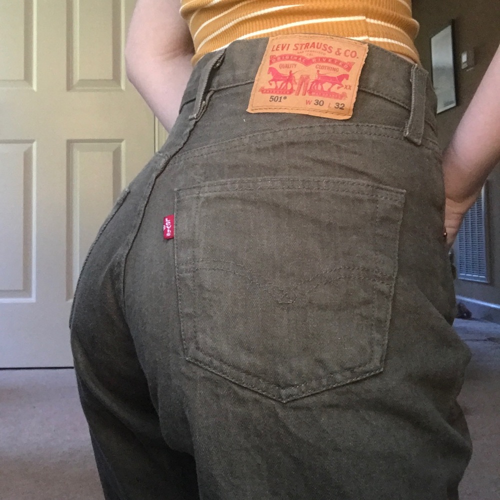 Olive Green Levi Mom Jeans